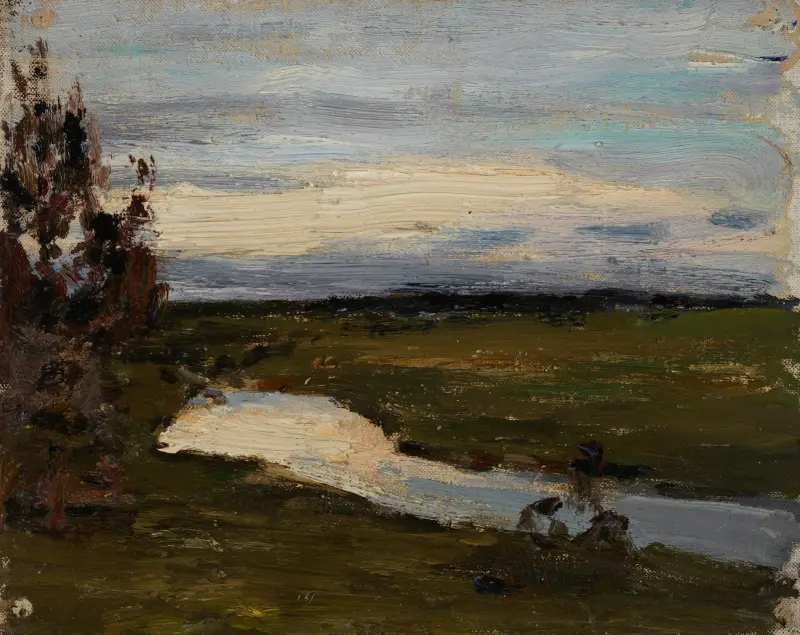 Ein Fluss in der hellen Nacht von Jan Ciągliński