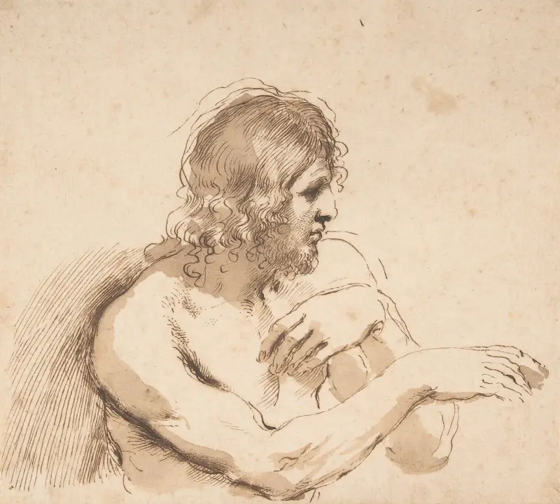 Halbfigur eines nackten Mannes, nach rechts gewandt von Guercino