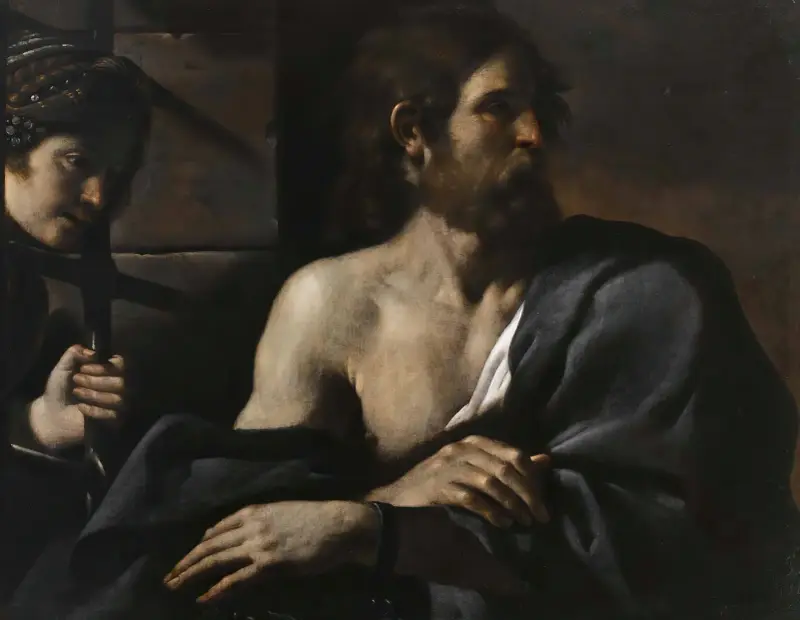 Johannes Döparen i fängelset besöks av Salome av Guercino