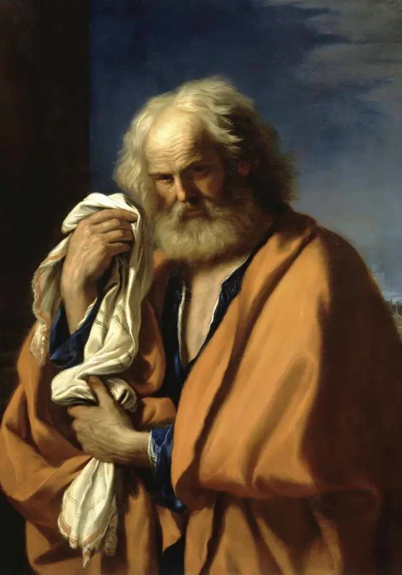 Saint Peter Penitent av Guercino