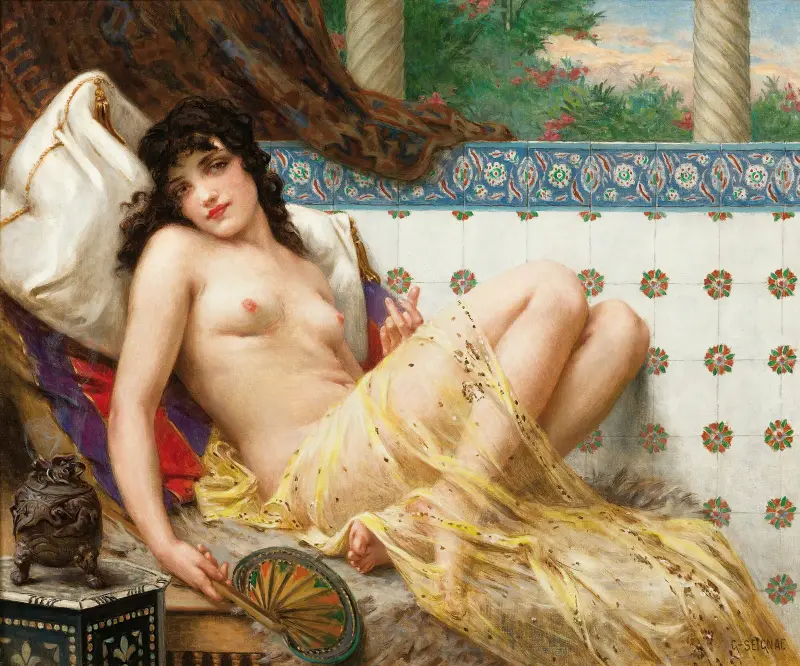 Odaliske mit Fächer von Guillaume Seignac