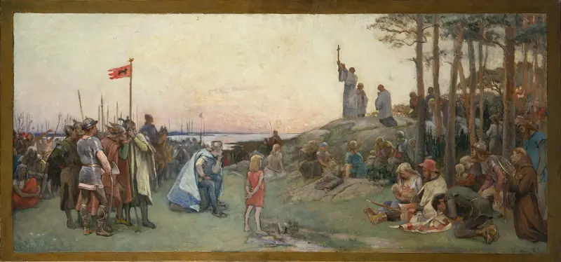 Ansgar predigt das Christentum von Gustaf Cederström