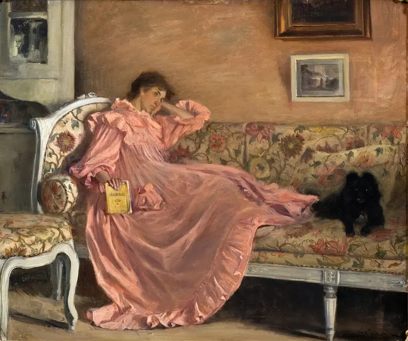 Carola Sitting on the Sofa, Gustaf Cederström