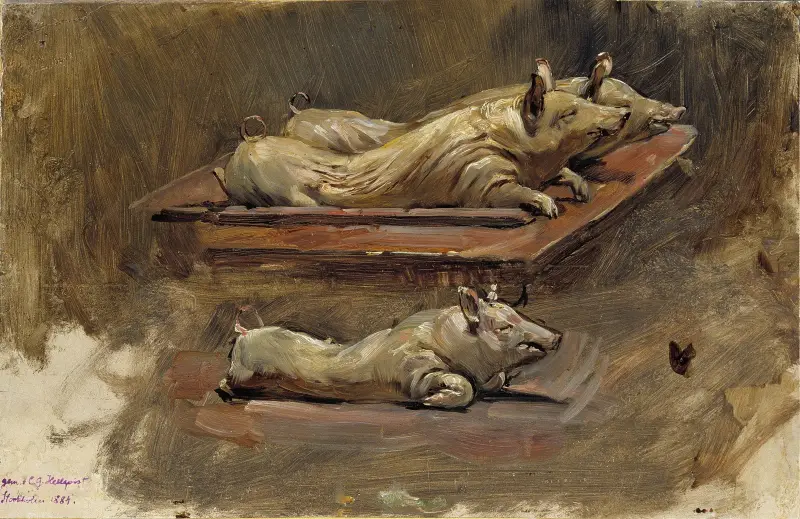 Pigs. Study for During Fasting Time von Carl Gustaf Hellqvist