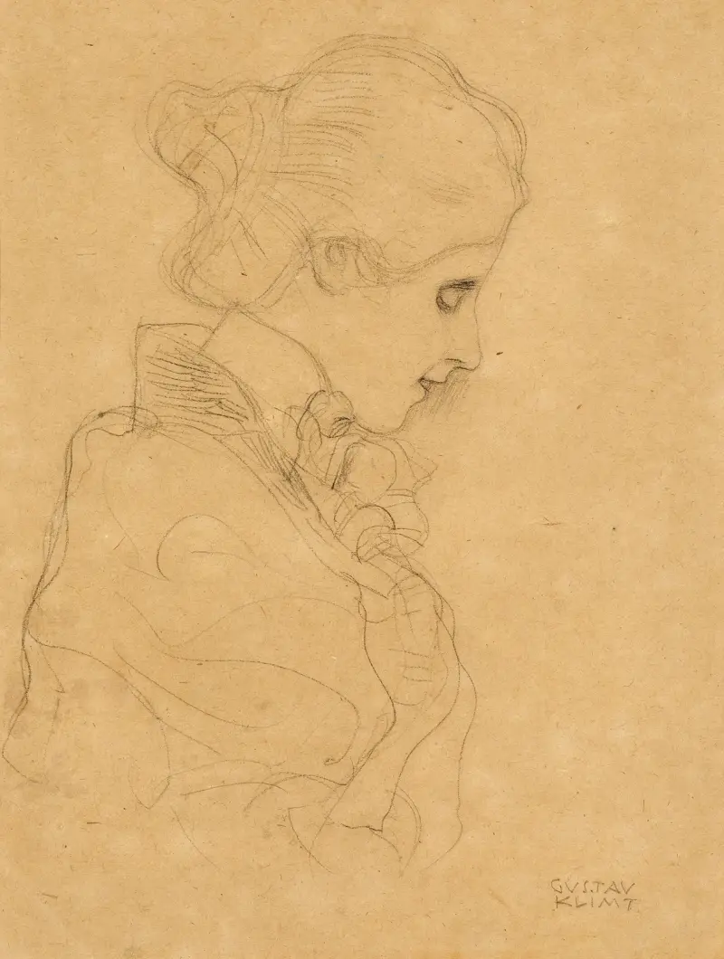Dame im Profil nach rechts von Gustav Klimt