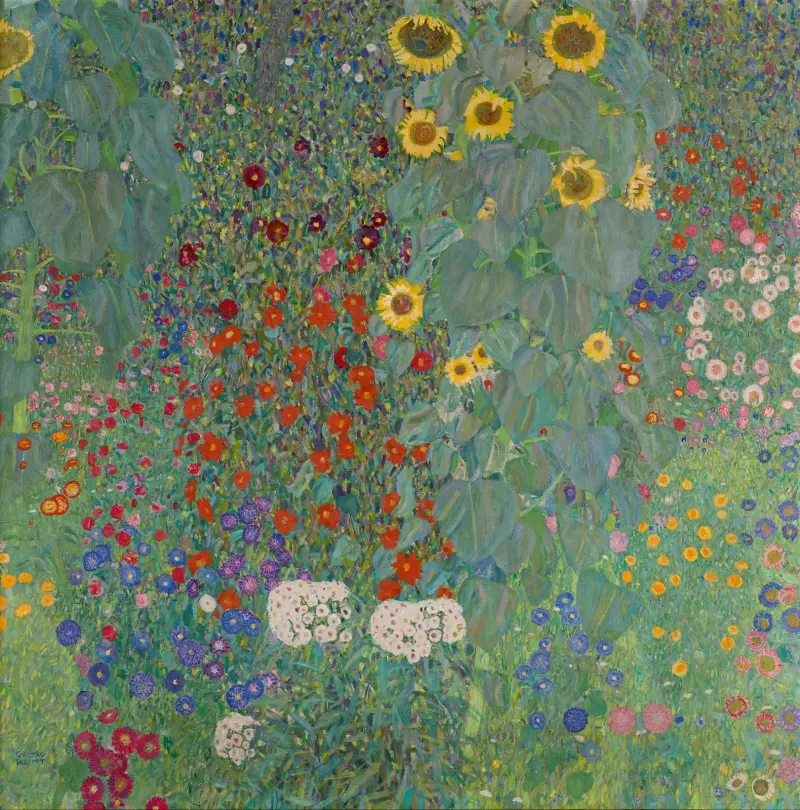 Bauerngarten mit Sonnenblumen av Gustav Klimt