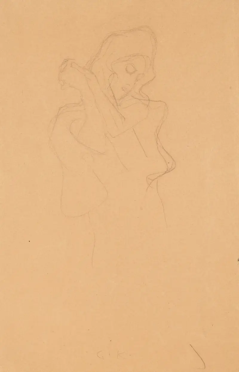 Bekleidete Figur nach rechts (Dressed Figure to the Right) av Gustav Klimt