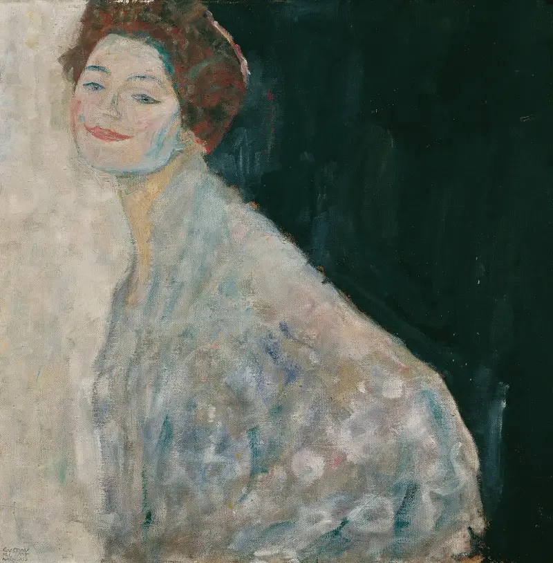 Dame in Weiß av Gustav Klimt