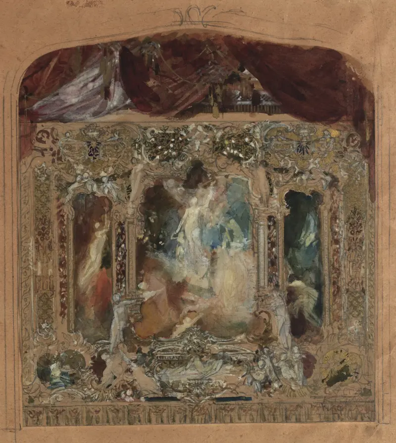 Entwurf für den Theatervorhang in Reichenberg av Gustav Klimt