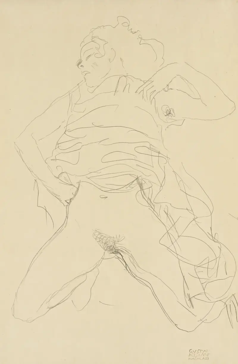Półakt z ugiętymi kolanami, Gustav Klimt