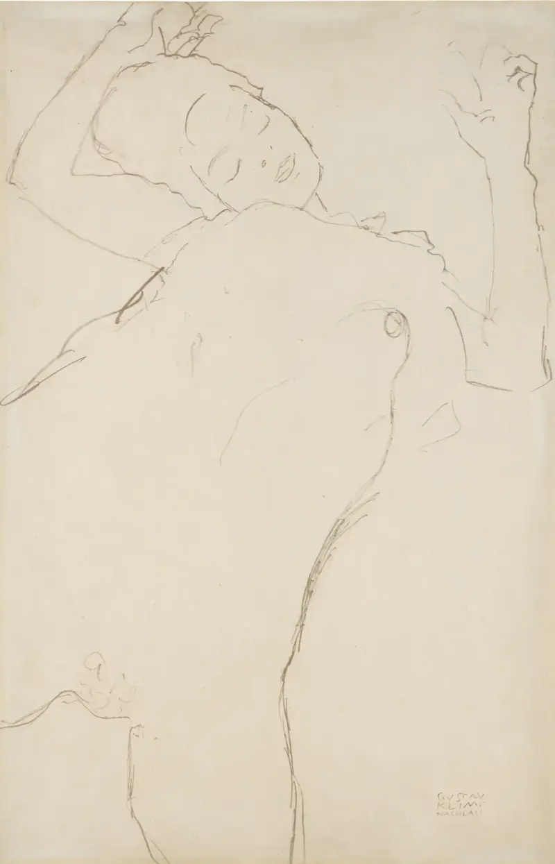 Polonahá figura se zdviženýma rukama, Gustav Klimt