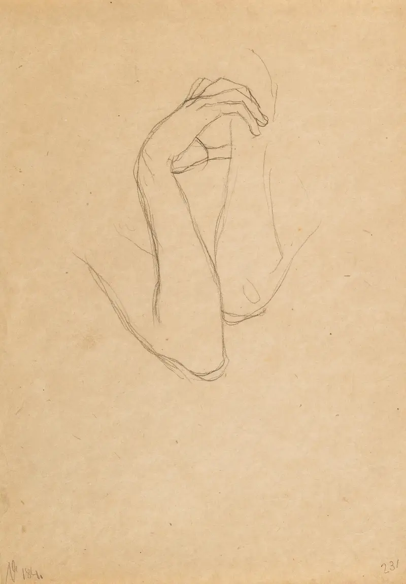 Hand- und Armstudien für „Die Künste“ im „Beethovenfries“ von Gustav Klimt