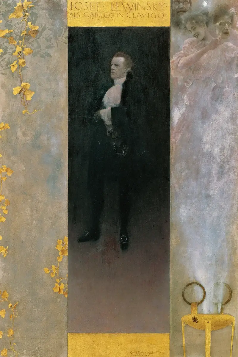 Josef Lewinsky als Carlos in Clavigo av Gustav Klimt