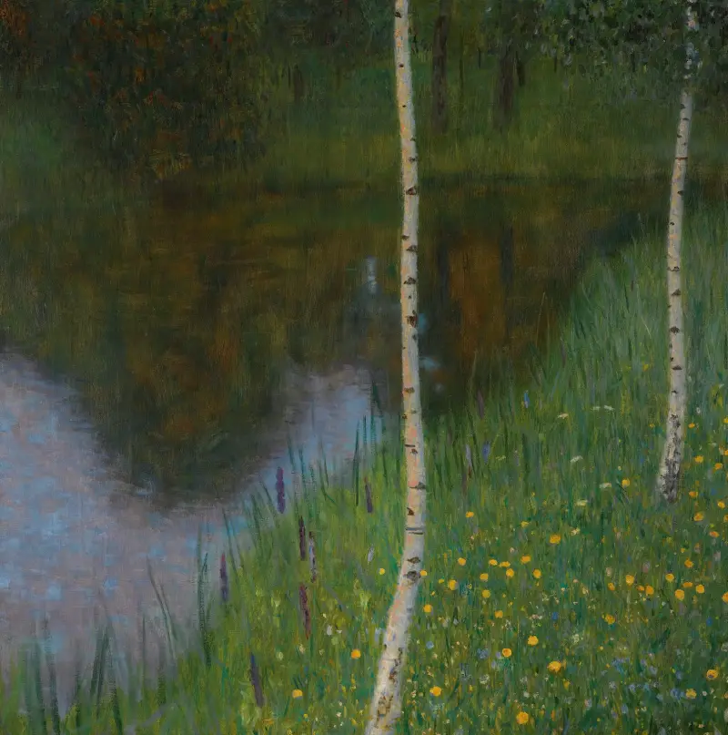 Jezerní břeh s břízami, Gustav Klimt