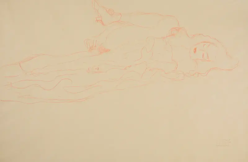 Liegender Halbakt nach rechts, 1912 – nr 2 av Gustav Klimt