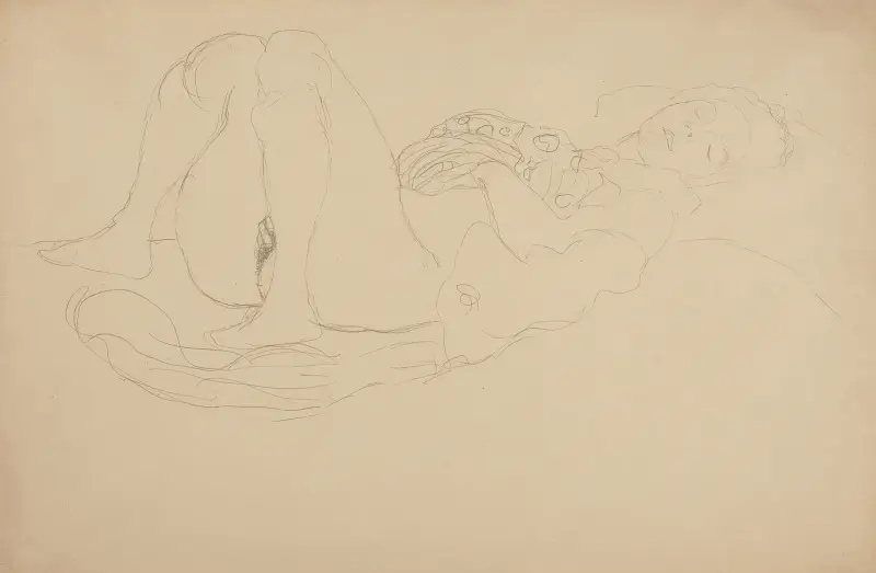 Leżący półakt w prawo, 1912 – Nr. 1, Gustav Klimt