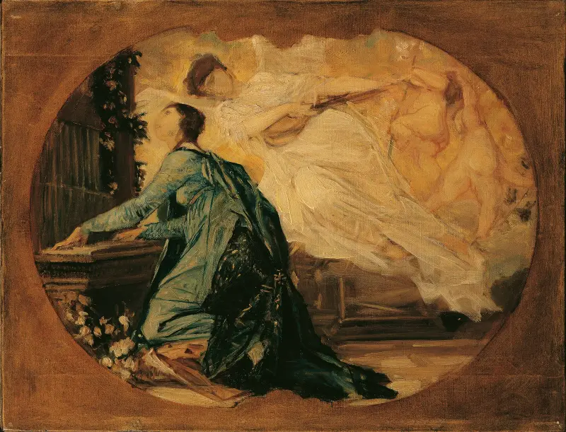 Organ player (allegory of church music) av Gustav Klimt