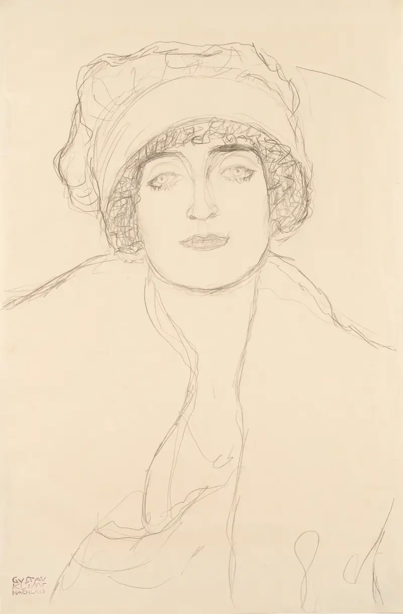 Porträt mit Hut von Gustav Klimt
