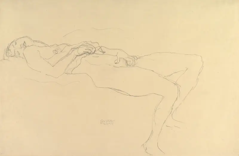 Reclining Nude av Gustav Klimt