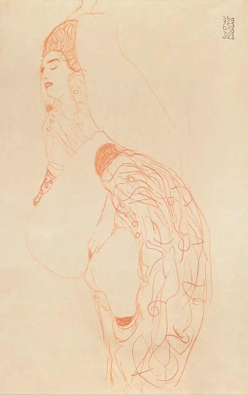 Liegender Halbakt (masturbierend) von Gustav Klimt