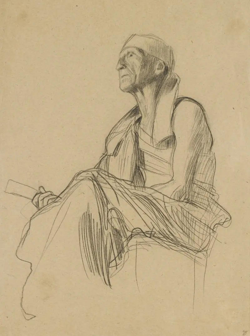 Seated Man Turned to the Left av Gustav Klimt