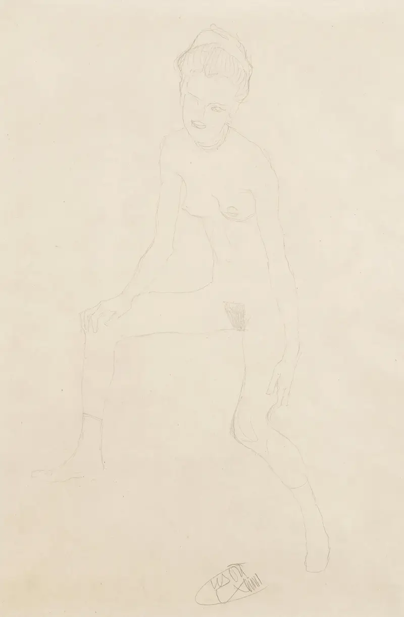 Sitzender weiblicher Akt von Gustav Klimt