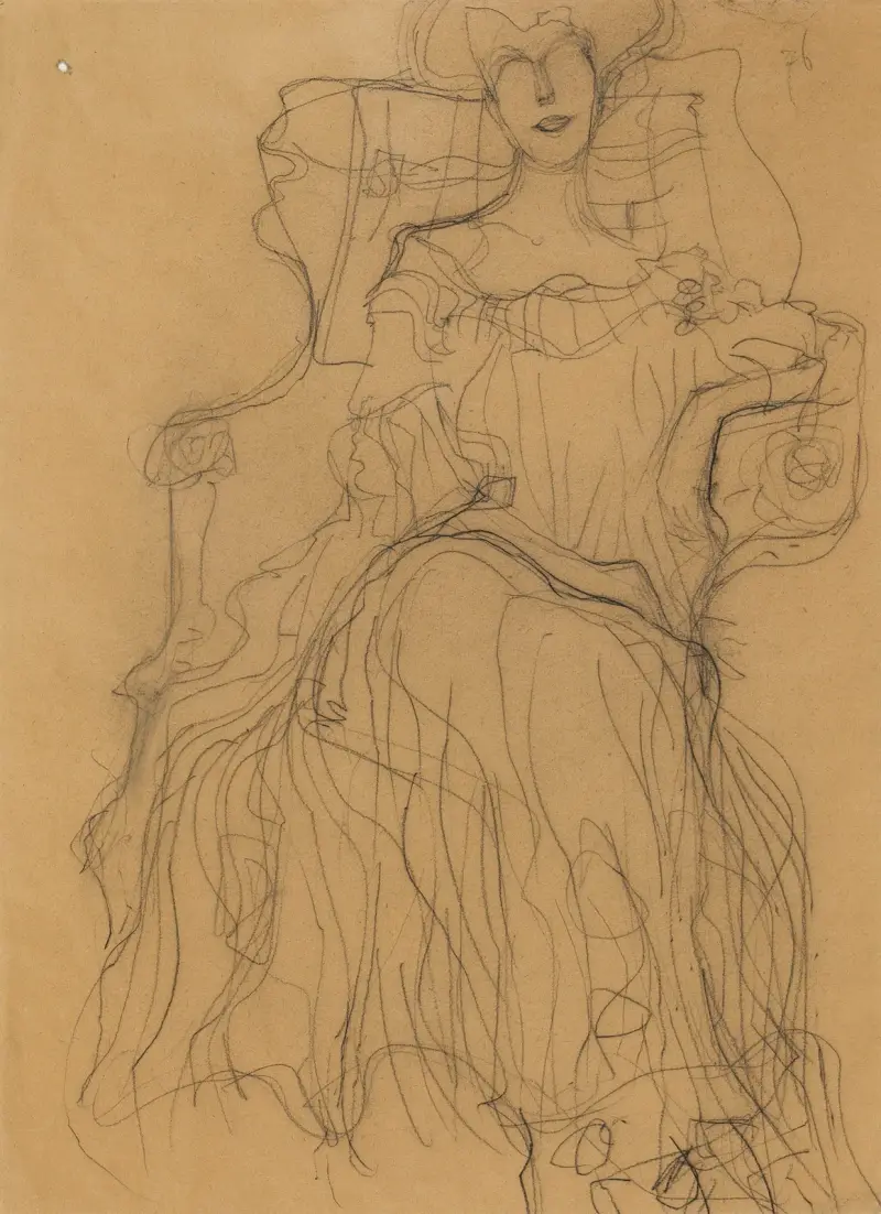 Siedząca z przodu, Gustav Klimt