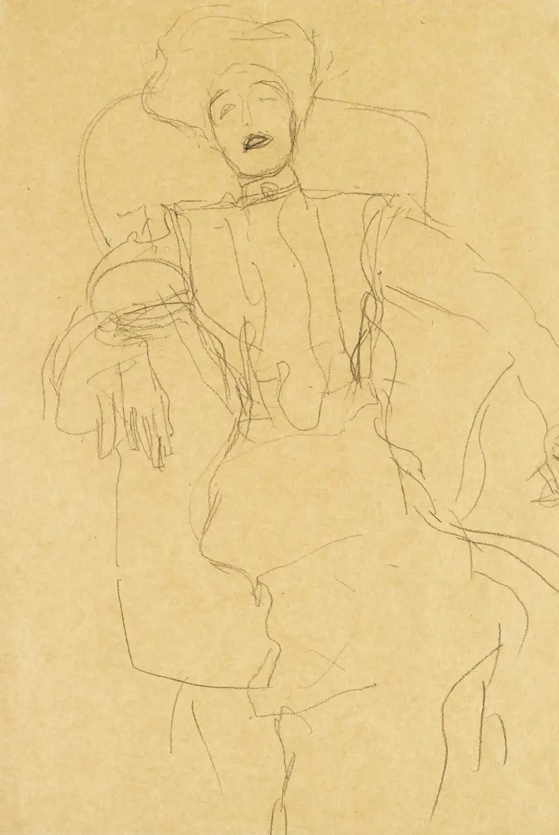 Sitzende Dame von vorne (Seated Lady Face-On) av Gustav Klimt