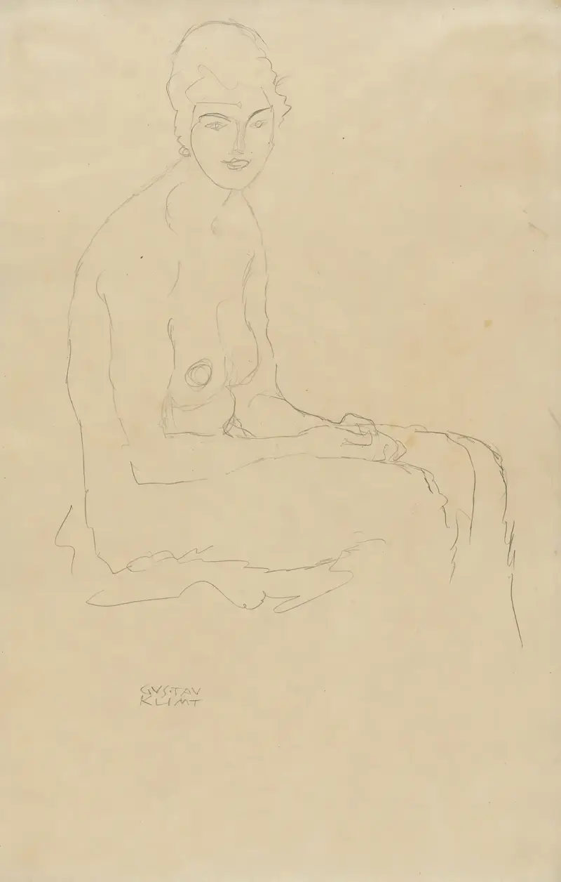 Sitzender Akt nach rechts av Gustav Klimt