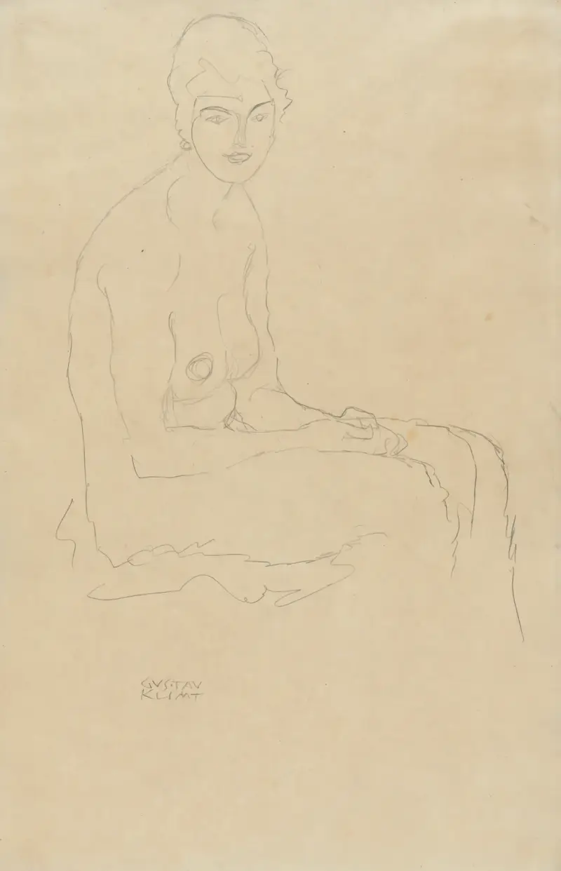 Sitzender Akt nach av Gustav Klimt