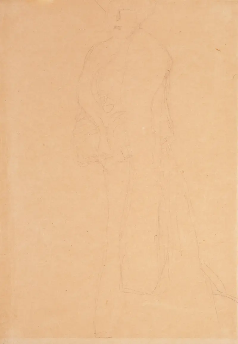 Stehende Figur nach links, die Boa überlappt den linken Unterarm von Gustav Klimt