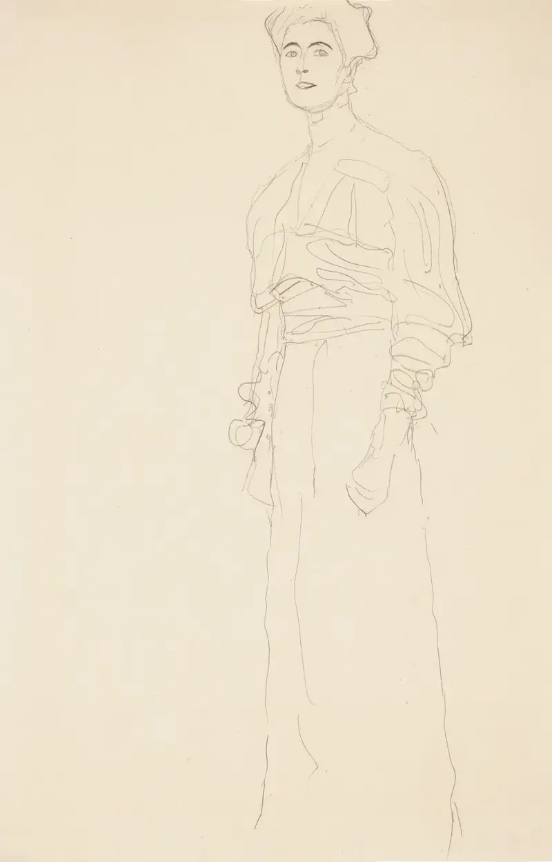 Stehend nach links (study for the portrait of Margaret Stonborough-Wittgenstein) av Gustav Klimt