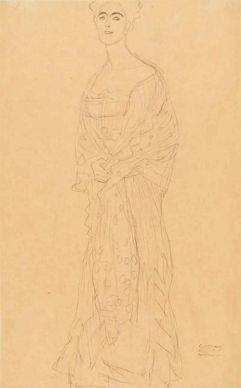 Stehend von vorne mit kleiner Wendung nach links (Margaret Stonborough-Wittgenstein) av Gustav Klimt