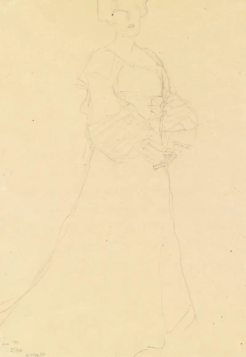 Stehende Dame nach rechts av Gustav Klimt