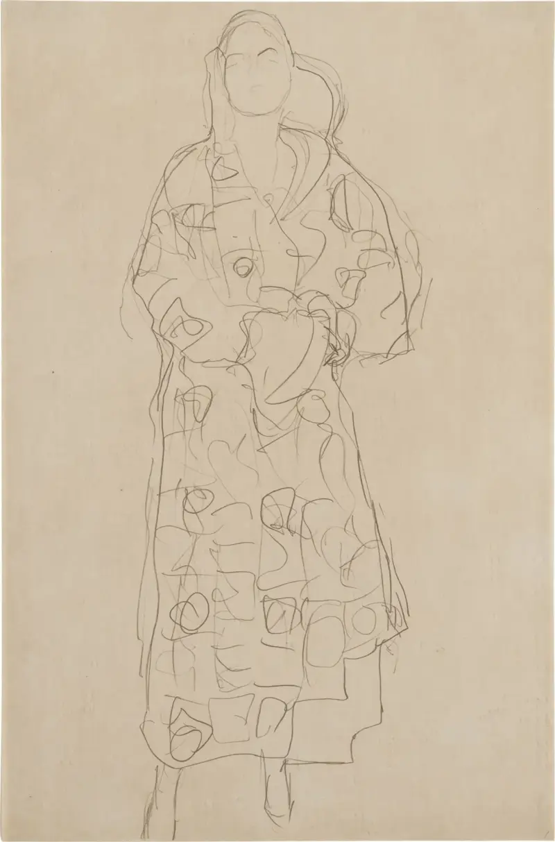 Stående figur i dekorerad klänning av Gustav Klimt
