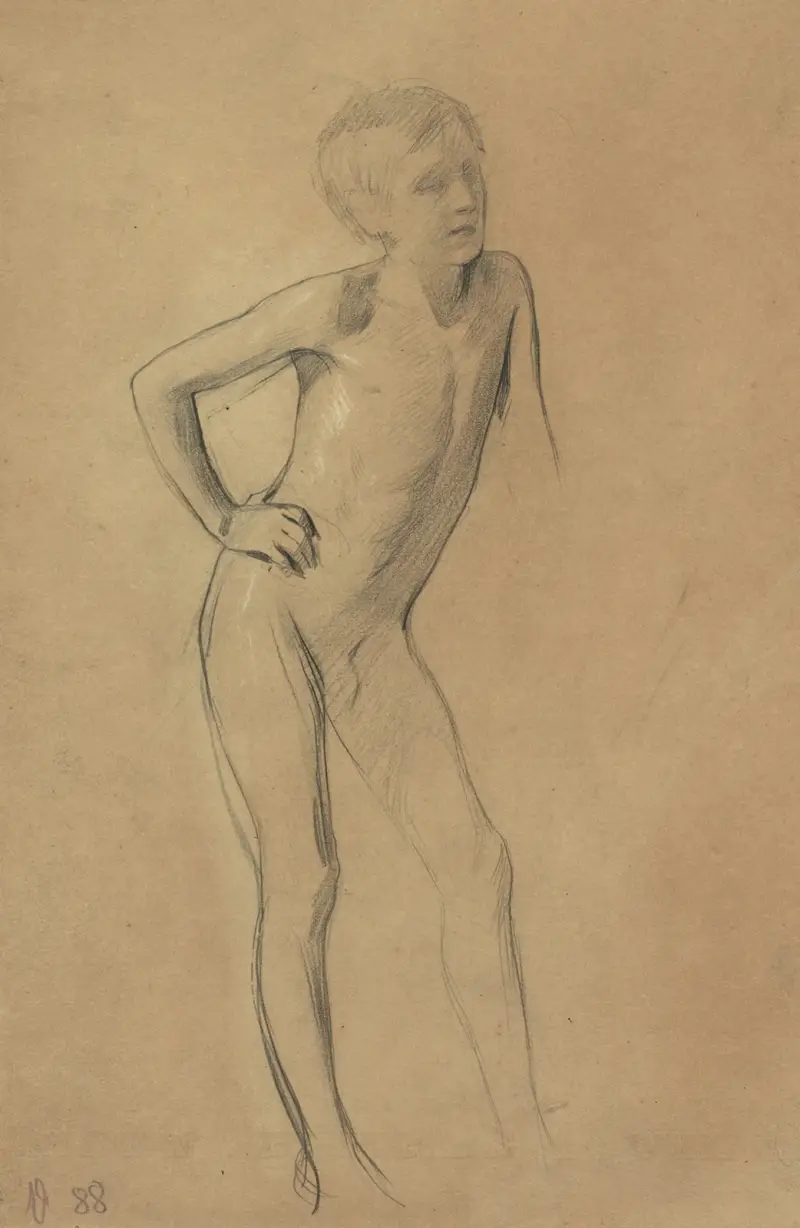 Stehender Knabenakt av Gustav Klimt