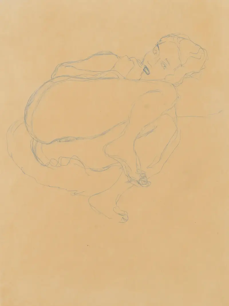 Zusammengekauerter Halbakt av Gustav Klimt