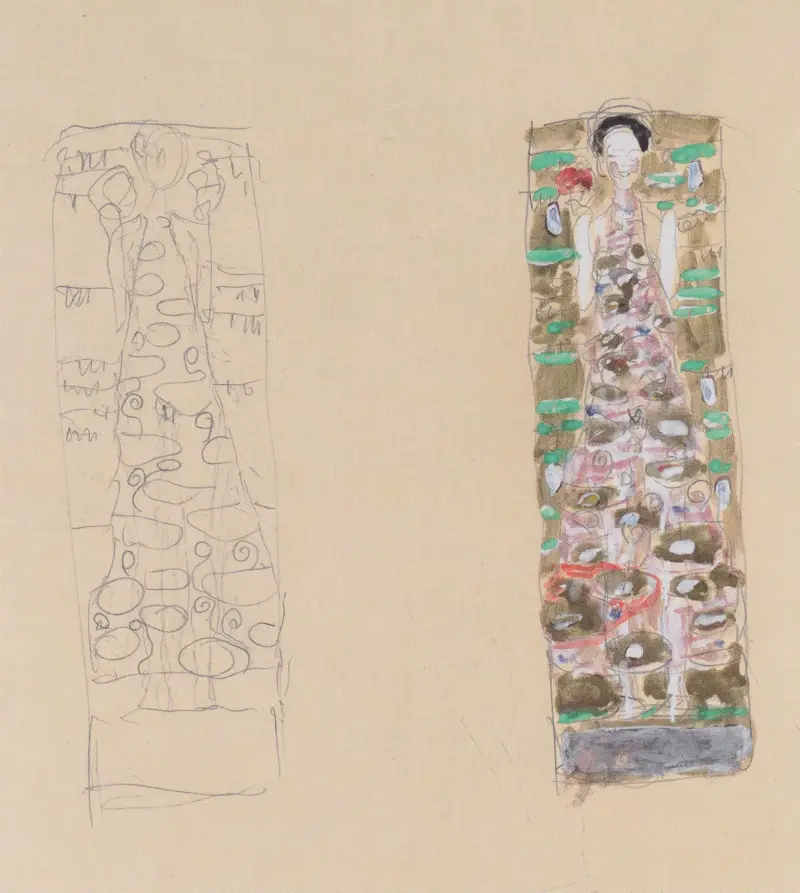 Zwei Entwürfe zum Schmuckblatt für Otto Wagner av Gustav Klimt