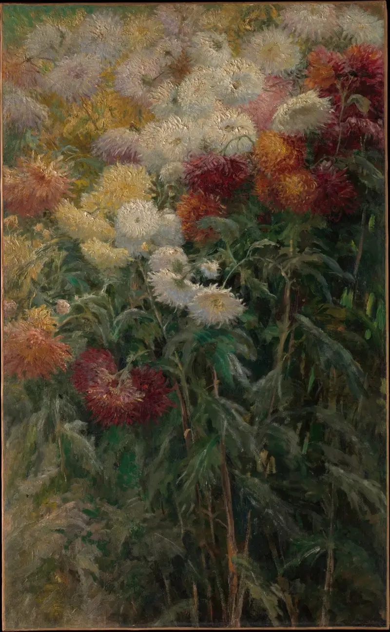 Krysantemum i trädgården vid Petit-Gennevilliers av Gustave Caillebotte