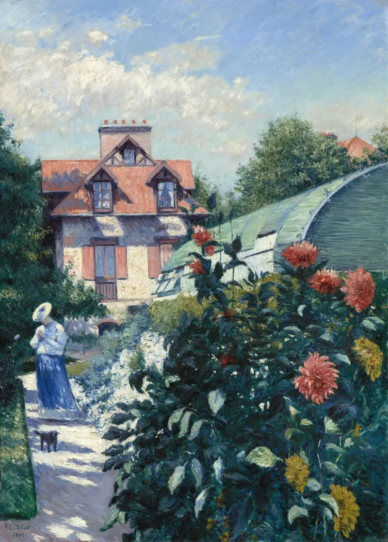 Dahlior, trädgården i Petit Gennevilliers av Gustave Caillebotte