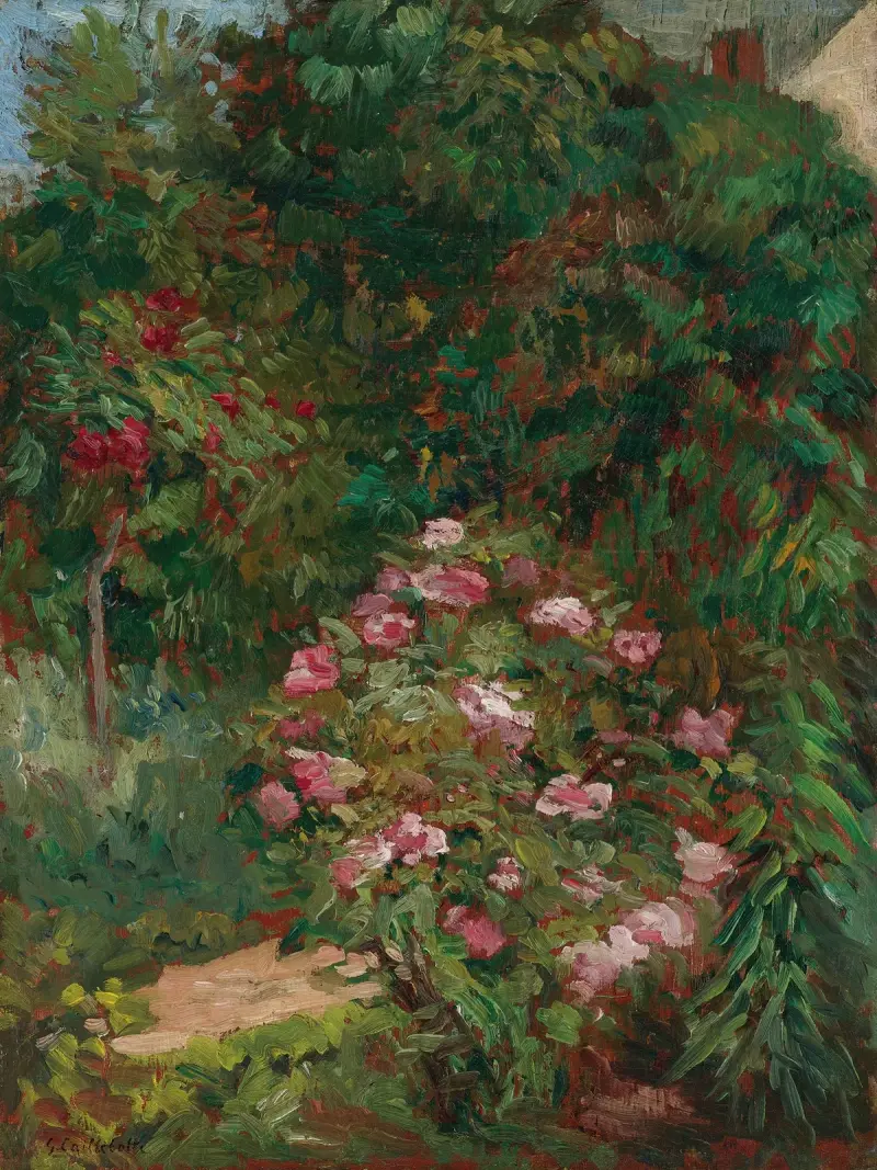Blomstermassiv, trädgården i Petit Gennevilliers av Gustave Caillebotte