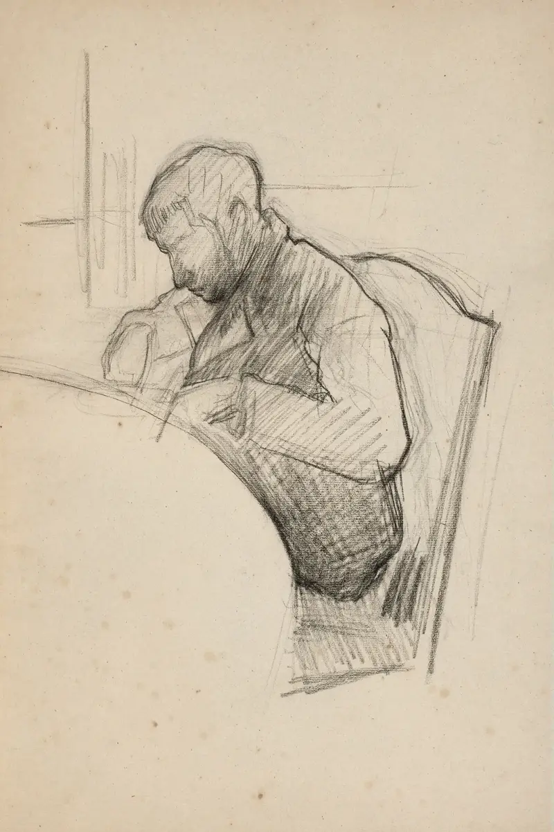 René Caillebotte vid bordet, studie till Lunchen av Gustave Caillebotte