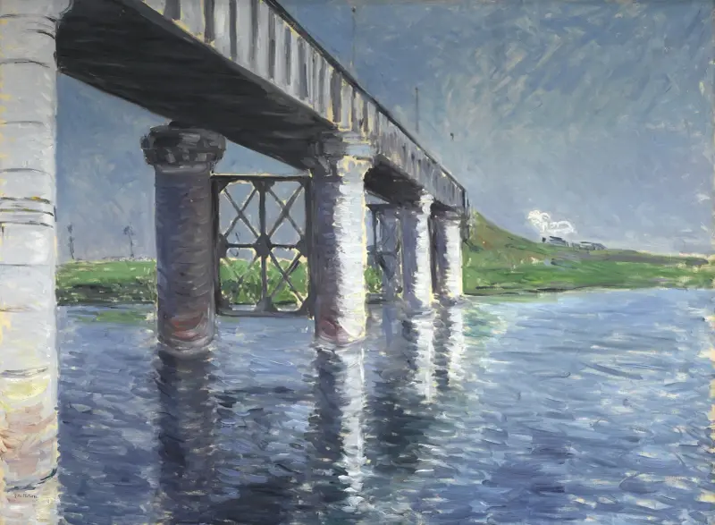 Seinen och järnvägsbron vid Argenteuil av Gustave Caillebotte