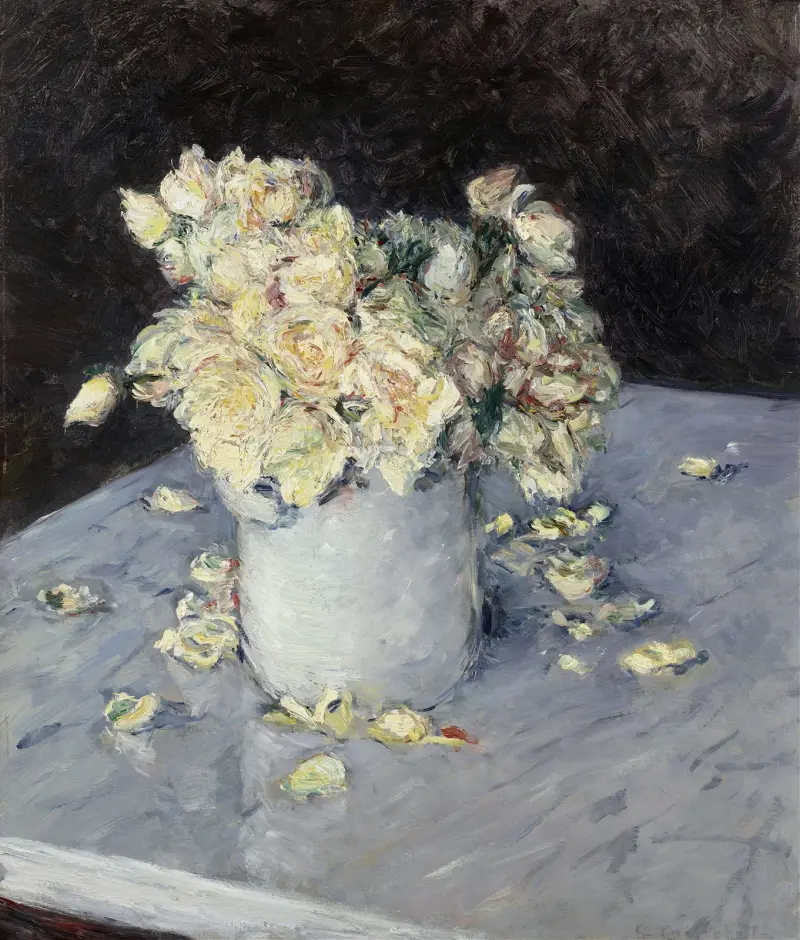 Yellow Roses in a Vase av Gustave Caillebotte