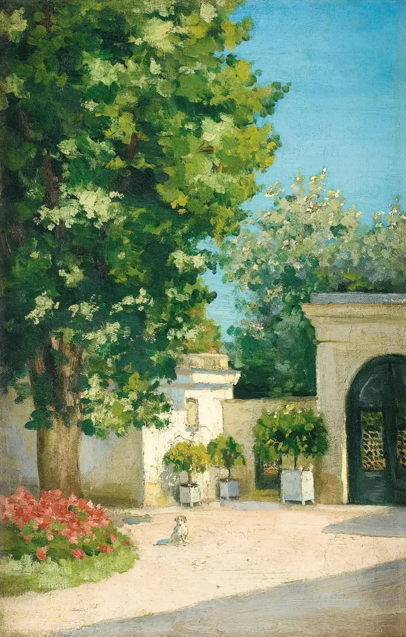 Yerres. Von der Exedra, das Portal des Elternhauses von Gustave Caillebotte