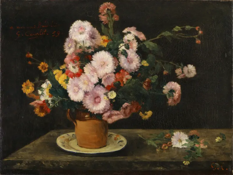Bukett med astrar av Gustave Courbet