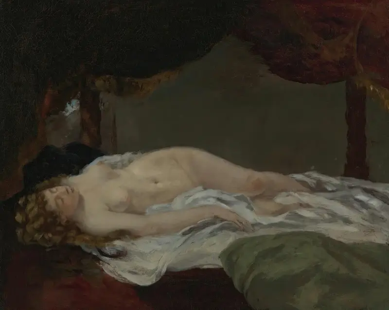 Sovande kvinna av Gustave Courbet