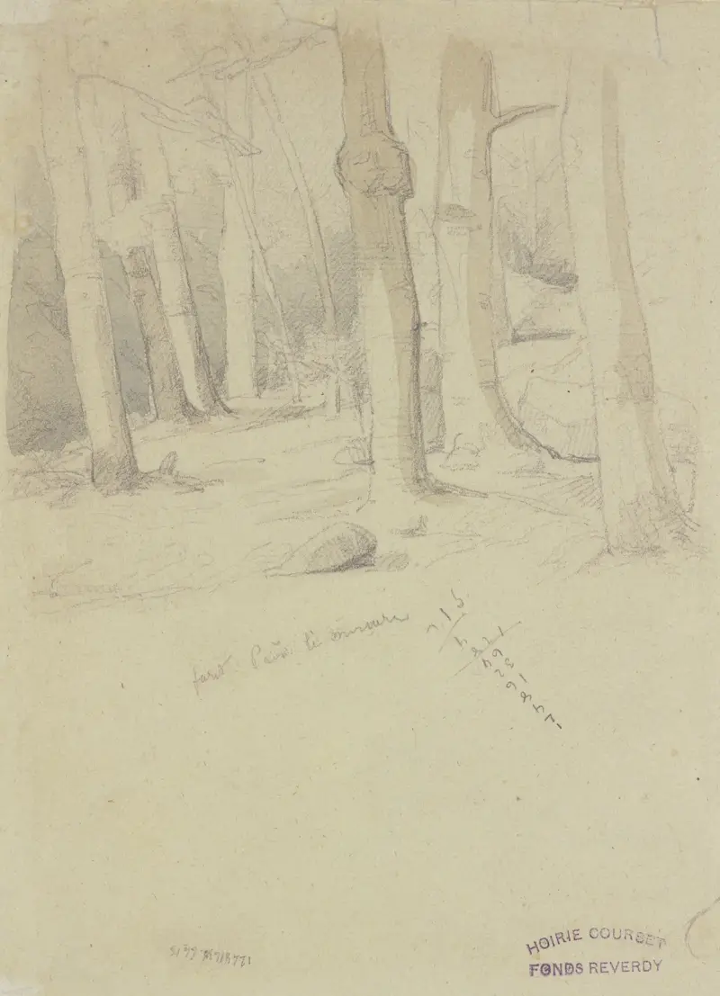 Friedhof und Frau mit Umhang av Gustave Courbet