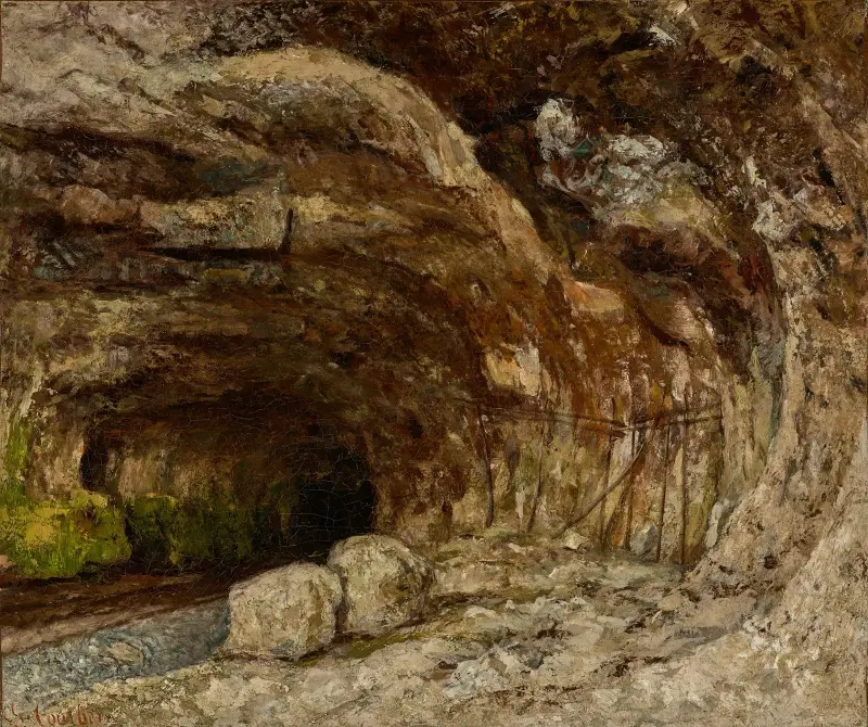 Grottan i Sarrazine nära Nans-sous-Sainte-Anne av Gustave Courbet