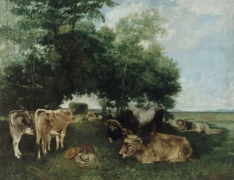 Vilan under höskörden av Gustave Courbet